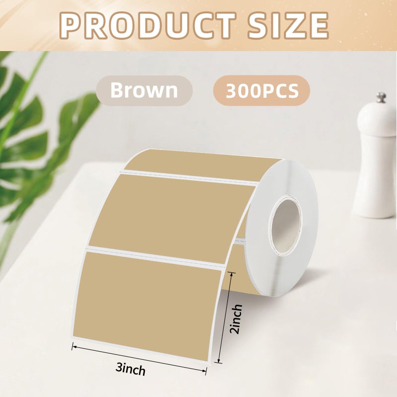 Starboling 3"" x 2"" Thermal Labels,Self-Adhesive Rectangle Thermal Printer Sticker,for Price,Barcode,Mailing,Name(Brown) - Image 2